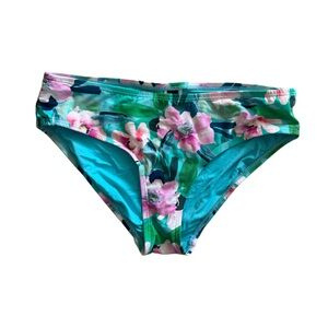 Nip/Tuck Swim Floral Bikini Bottoms in Aqua & Pink Size 6
